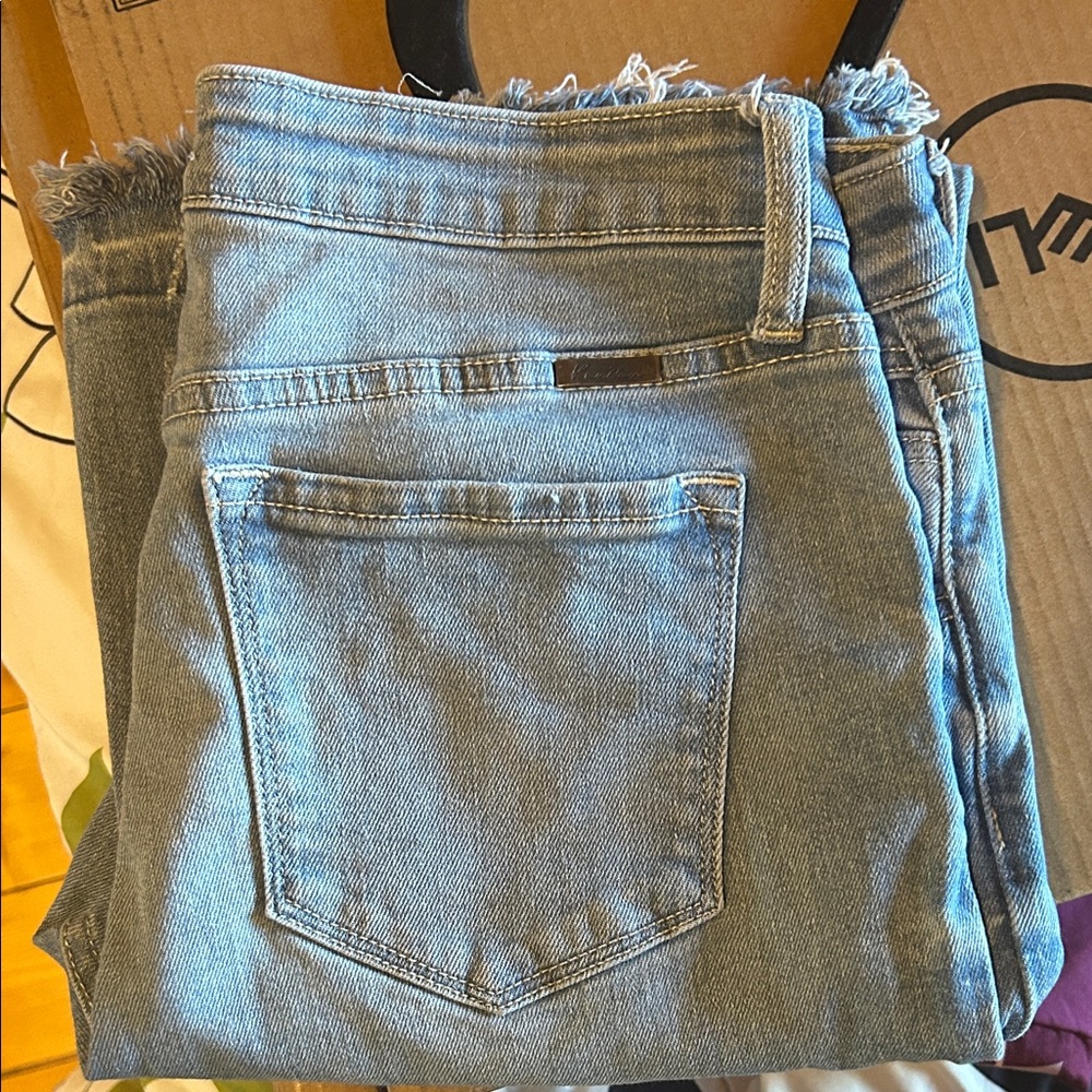 KanCan Light Blue Frayed Hem flare Leg Jeans